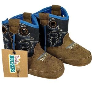 NWT M&F Baby Buckers Twister Navy & Brown Shelby Infant Cowboy Boots 6-9mo